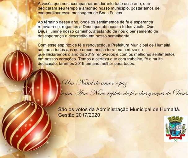 Mensagem de Natal da Administração Municipal de Humaitá - Rádio Alto  Uruguai | FM 92,5 - FM 106,1Rádio Alto Uruguai | FM 92,5 – FM 106,1